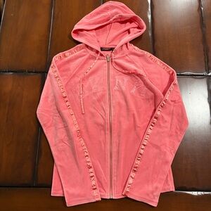 DKNY Pink Velvet Zip-Up hoodie